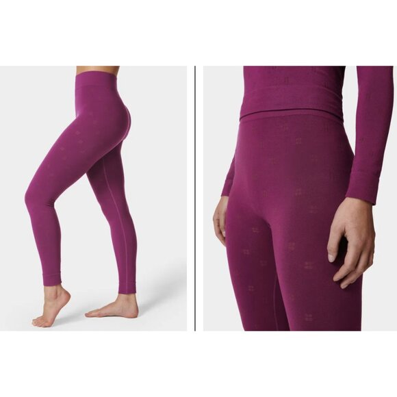 SWEATY BETTY Modal Dot Jacquard Base Layer Leggings in Amaranth Pink - Size S - Picture 1 of 16